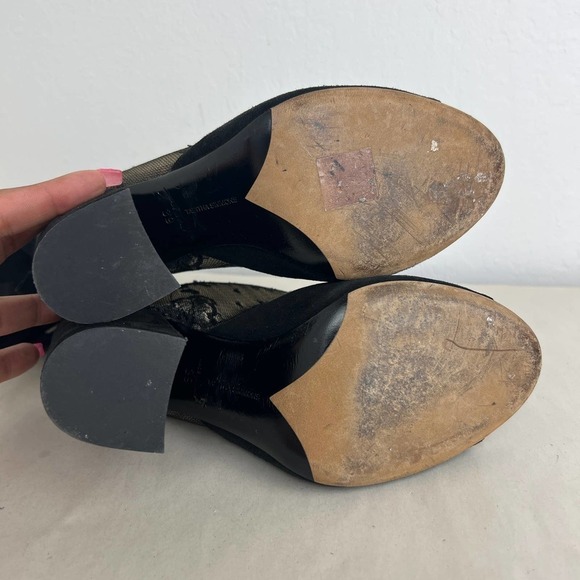 Tabitha Simmons Regina Lace & Suede Ankle Wrap Open Toe Heels Women Size 39 US 9 - Picture 8 of 11